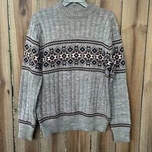 Men's Vintage 70s HI GEAR Southwestern Cableknit Acrylic Nylon PULLOVER Sweater